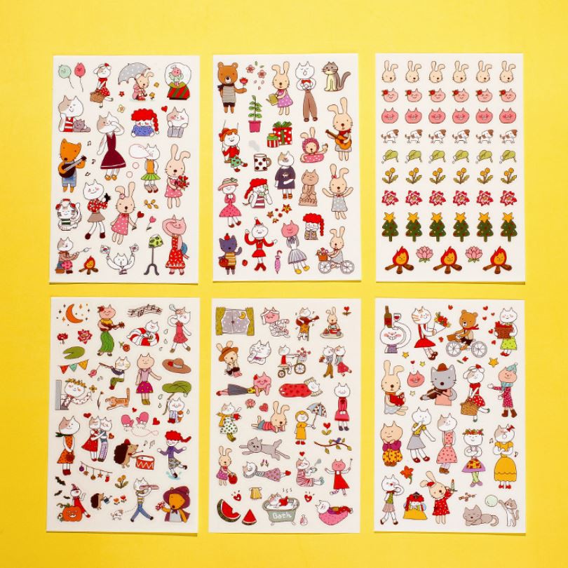 Bộ 06 Tấm Sticker Trang Trí Sổ Nhật Ký, điện thoại - Giao mẫu ngẫu nhiên - VPP Brendo