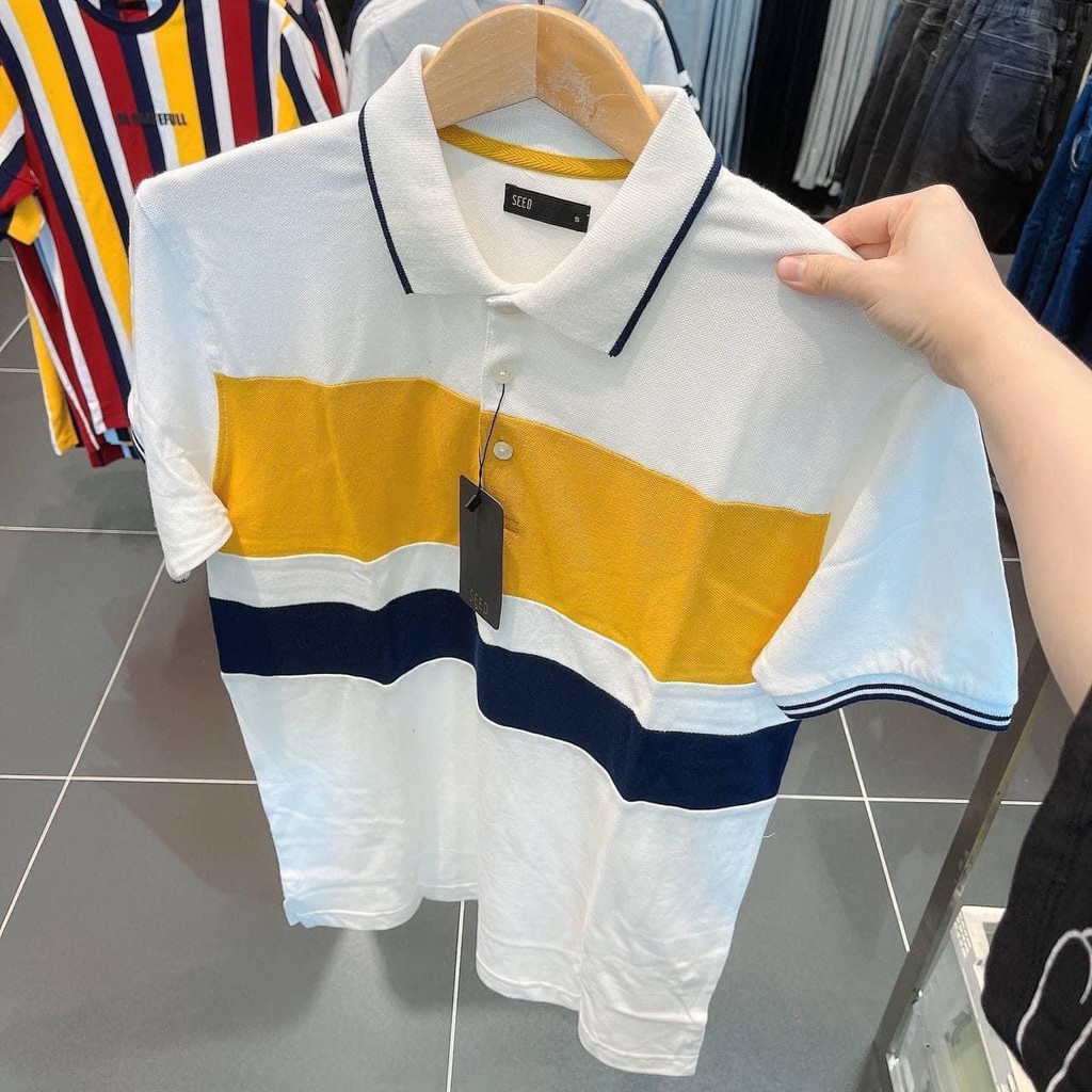 BÁN SỈ ÁO PHÔNG POLO PHỐI VÀNG CỔ ĐỨC CHO NAM | BigBuy360 - bigbuy360.vn