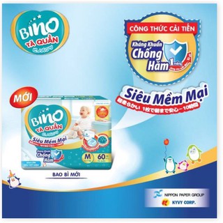( Mẫu Mới Chống Hăm 2019) Tã/Bỉm Quần Bino Size M60/L54/XL48/XXL44