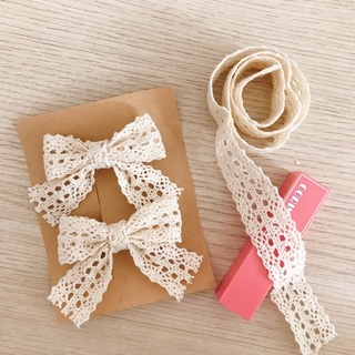 Set 2 kẹp nơ tiểu thư bằng ren xinh xắn cho bé và bạn nữ