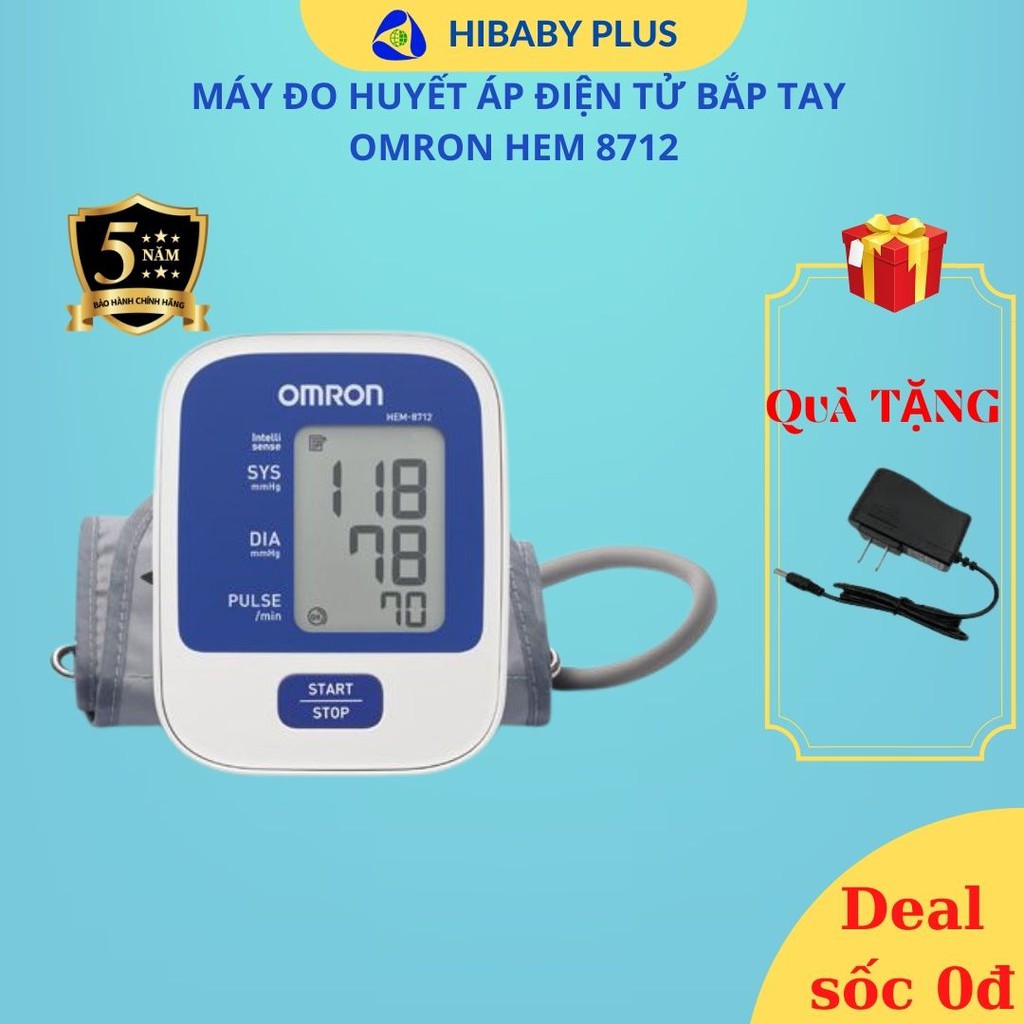 Máy đo huyết áp điện tử bắp tay Omron 8712, công nghệ Nhật Bản. Tặng bộ đổi nguồn Adapter. Chính Hãng Bảo hành 5 Năm