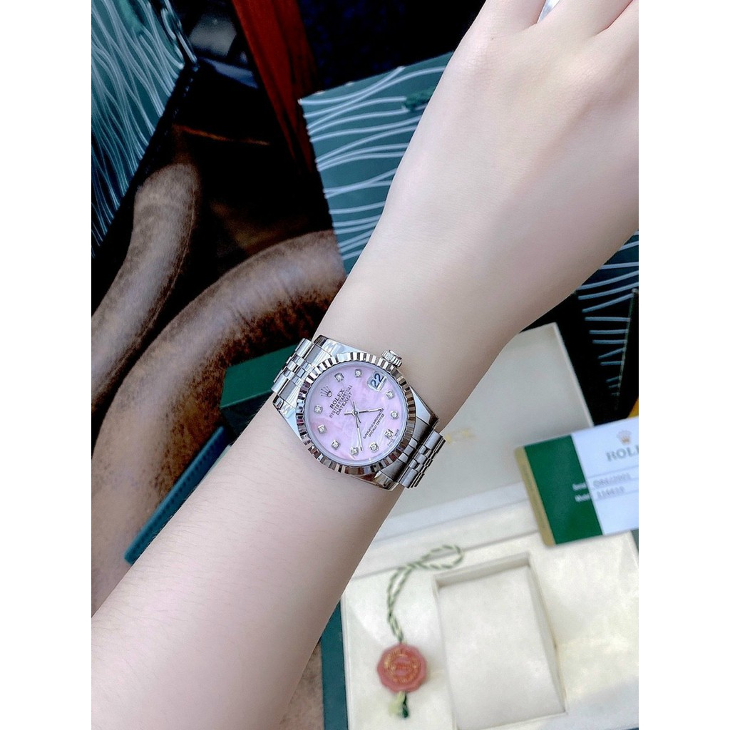 Đồng hồ ROLEX chính hãng full box, đồng hồ đeo tay nữ cao cấp, siêu sang chảnh, thiết kế mặt hồng mới nhất siêu hot