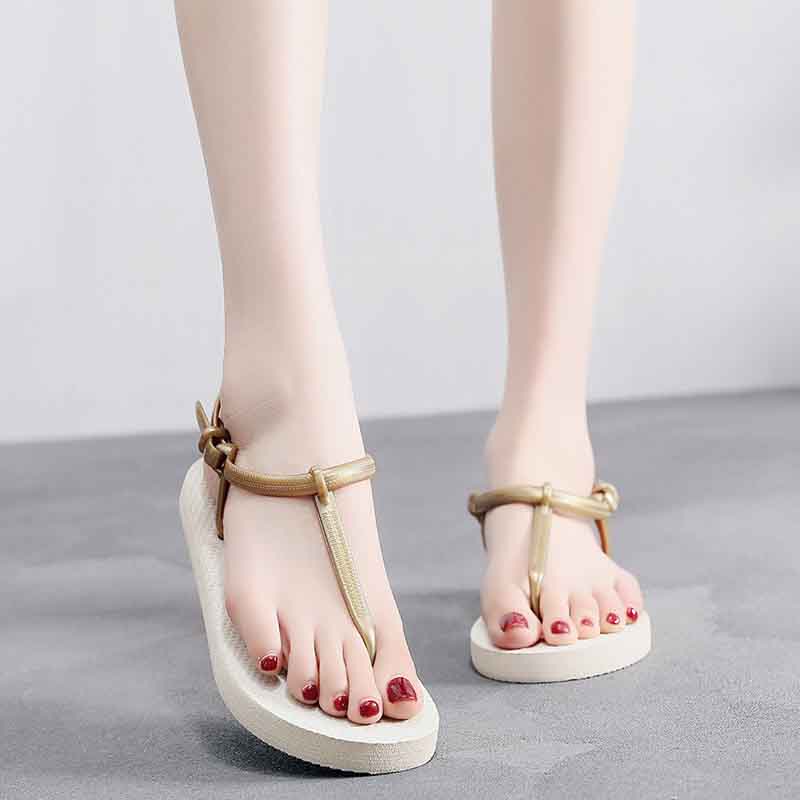 Sandal đế thấp hở ngón phối dây đan chéo dành cho nữ