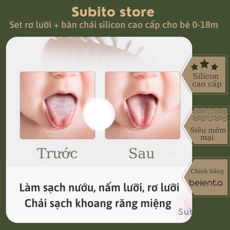 (FREESHIP) Sét Rơ Lưỡi Và Bàn Chải Đánh Răng Silicon Cho Bé