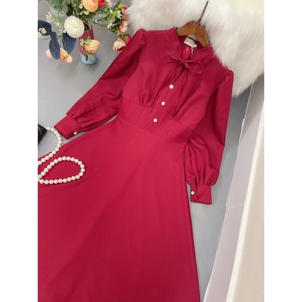 Đầm xoè tay phồng dài kiểu tiểu thư size S M L