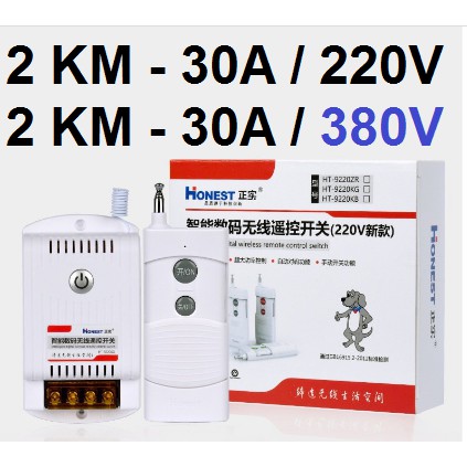 Công tắc điều khiển từ xa Honest HT-9220KG-2,(công suất lớn 220v 40A 2000m dùng cho máy bơm ,moto điện.