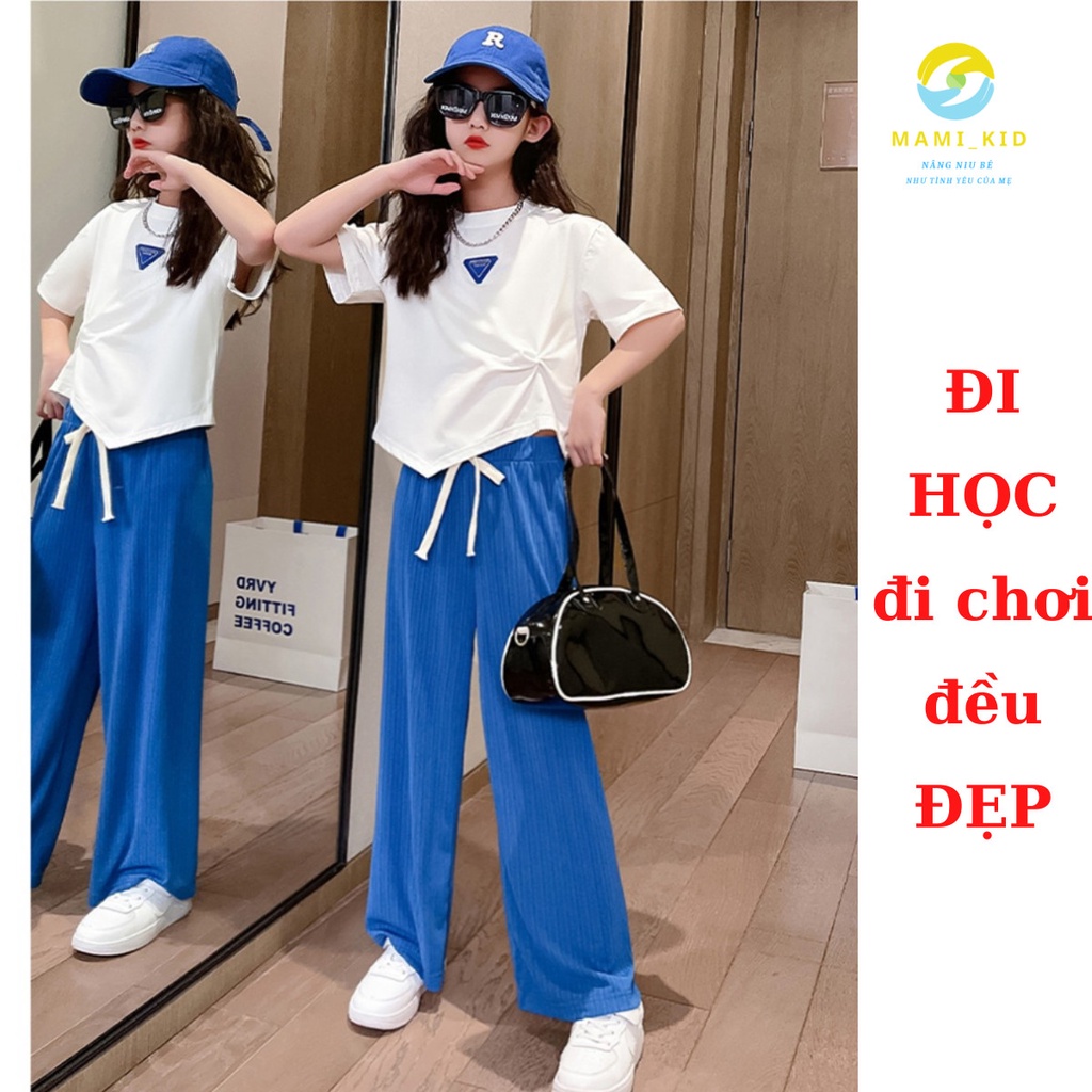 Quần Ống Rộng Cho Bé, Quần Ống Xuông mầu xanh siêu SANG CHẢNH, CHẤT TĂM MỀM, GIÃN TỐT