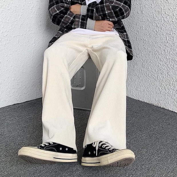 Quần dài ống rộng lót nhung phong cách Hàn Quốc thời trang cho nam