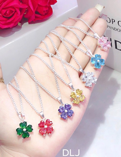 Dây chuyền bạc mặt cỏ 4 lá phong thủy DC0122