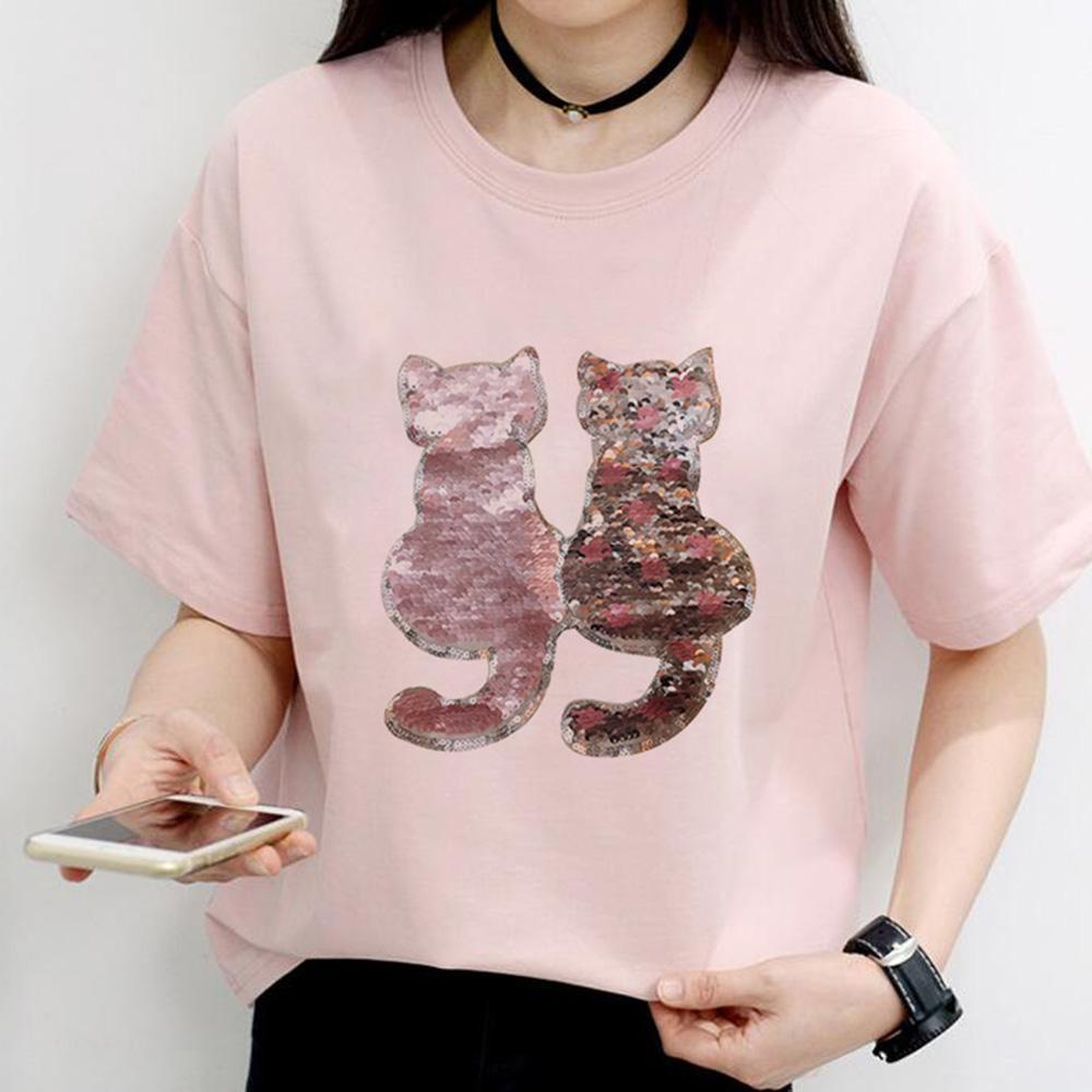 Sticker Ủi Thêu Hình Mèo Đính Kim Sa