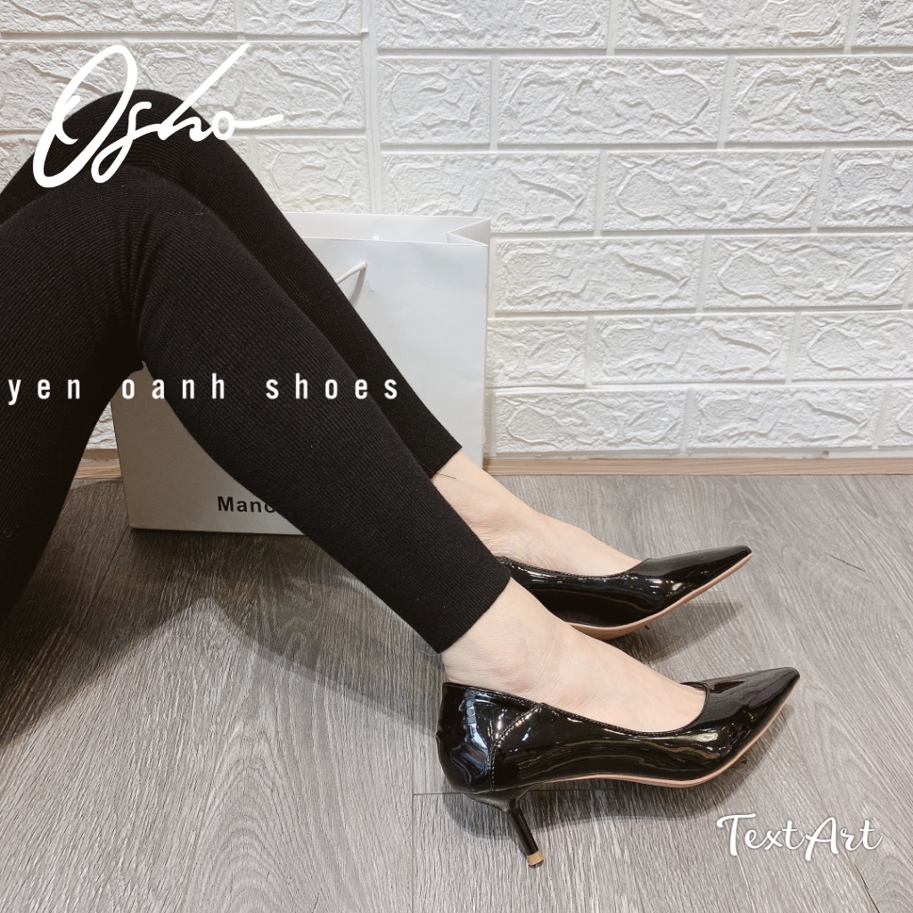Giày Cao Gót Nữ Cao Cấp OSHO Đế Nhọn Mũi Nhọn, Cao 5cm Chất Da PU Bóng Mềm Dễ Vệ Sinh 022-25
