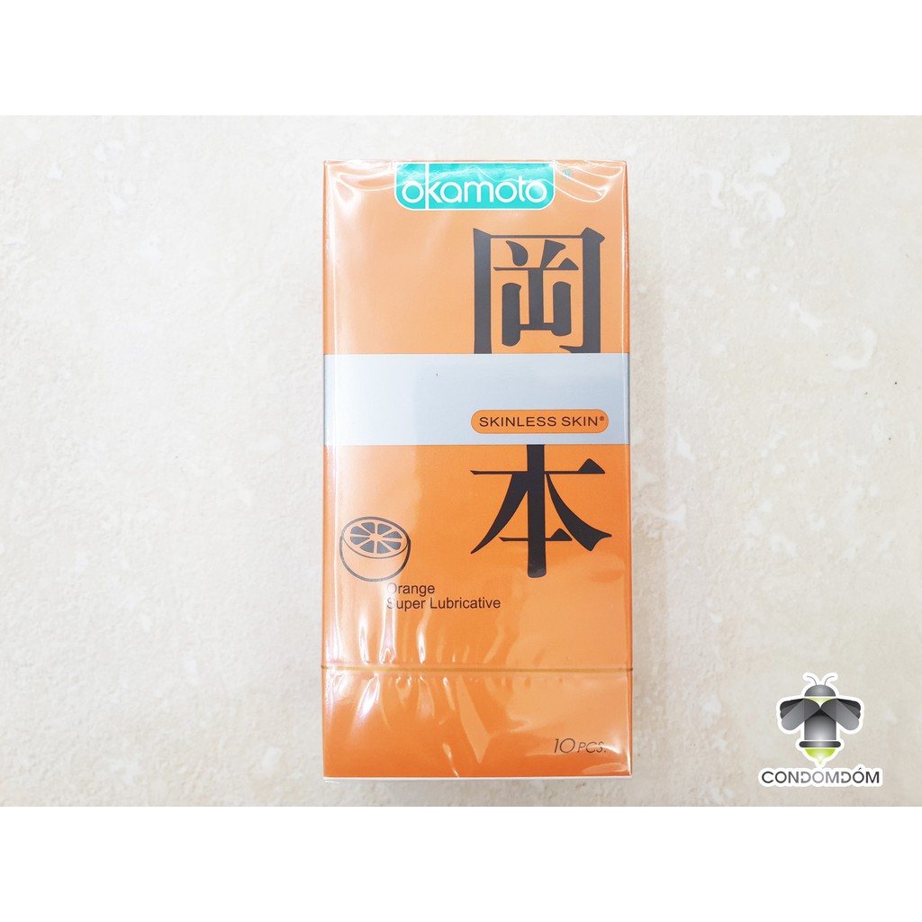 Bao cao su Okamoto Orange siêu mỏng hương cam nhiều gel hộp 10 chiếc