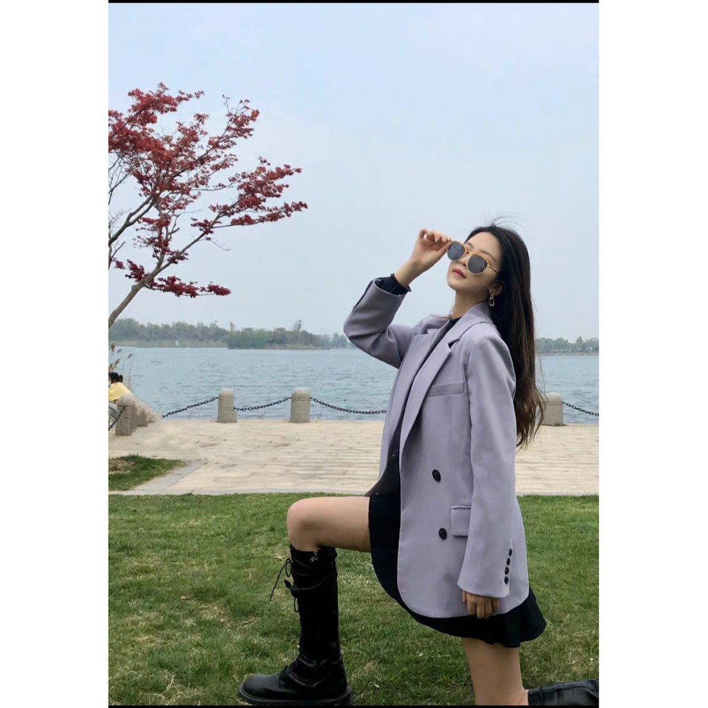 [ORDER] Áo blazer form rộng màu tím kèm 2 cúc - Có ảnh thật | BigBuy360 - bigbuy360.vn