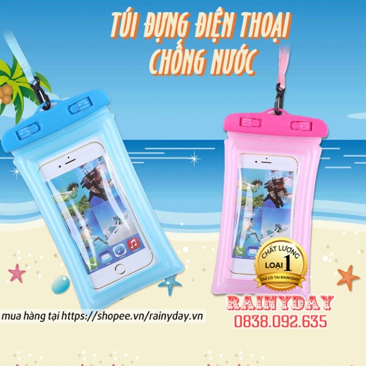 Túi đựng điện thoại chống nước trong suốt cảm ứng đi biển bơi có dây đeo mini