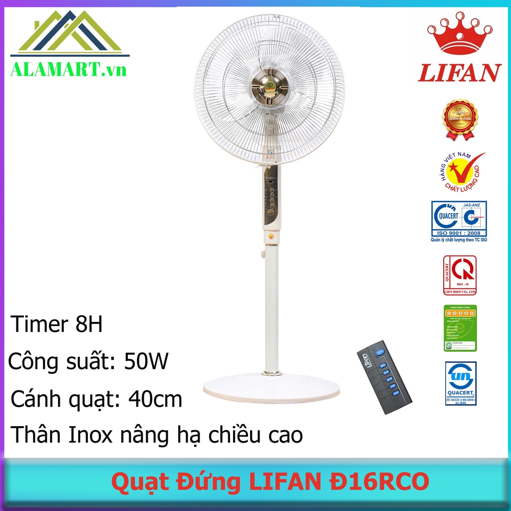 Quạt Đứng Có Điều Khiển Lifan Đ-16RCO ( 50W), có remote, sải cánh 40cm