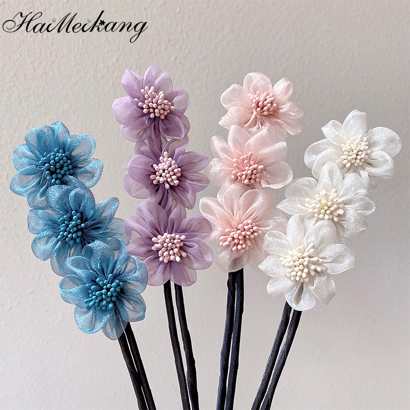 Haimeikang Dụng cụ tạo kiểu tóc đính hoa phong cách Hàn Quốc xinh xắn cho nữ