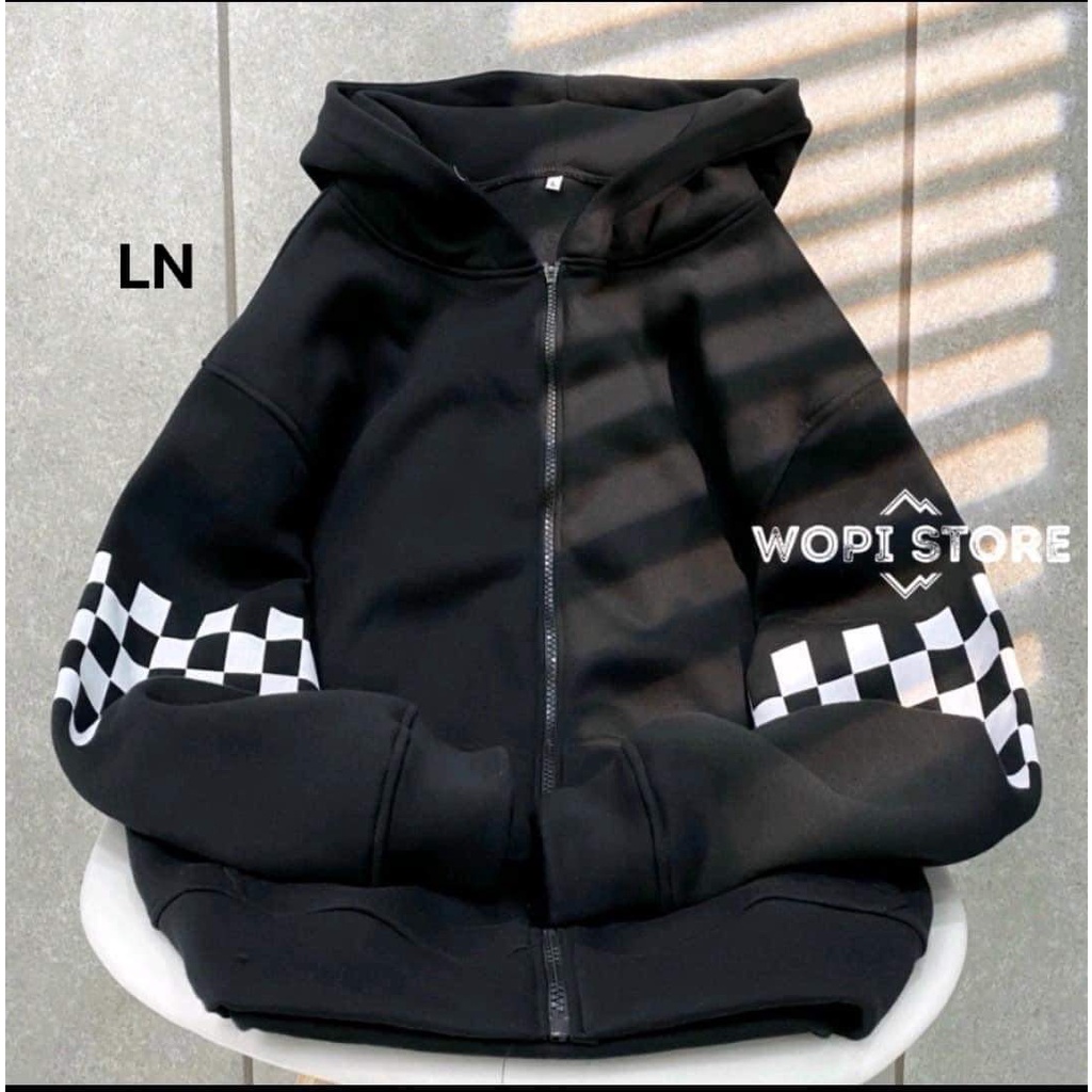 Áo khoác tay kẻ chất nỉ cotton form thụng tay bồng mũ 02 lớp xịn sò 7L0N