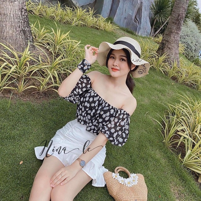 Sét áo hoa cúc + chân váy tặng kèm vòng chocker cổ hoa TRIPBLE T DRESS ❤️❤️ MS17B