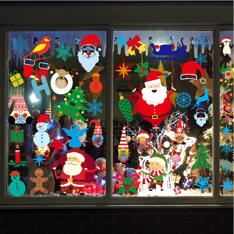 Bộ 4 miếng dán tường/cửa sổ hình ông già noel chống thấm nước