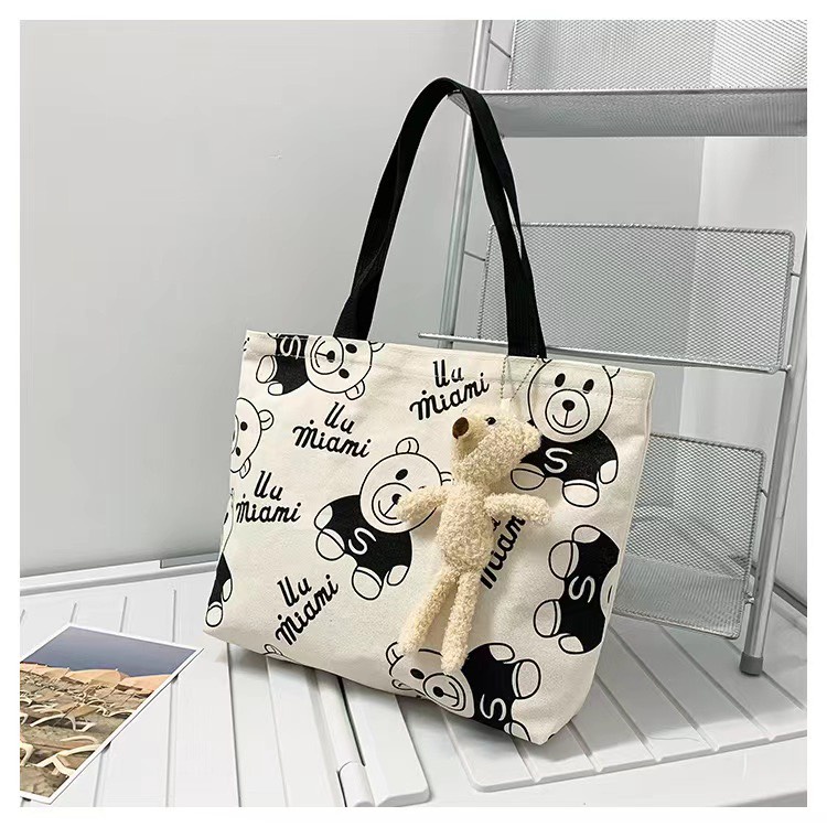 Túi vải canvas dành cho nữ hoạt tiết cute mẫu mới 2022 phong cách Hàn Quốc
