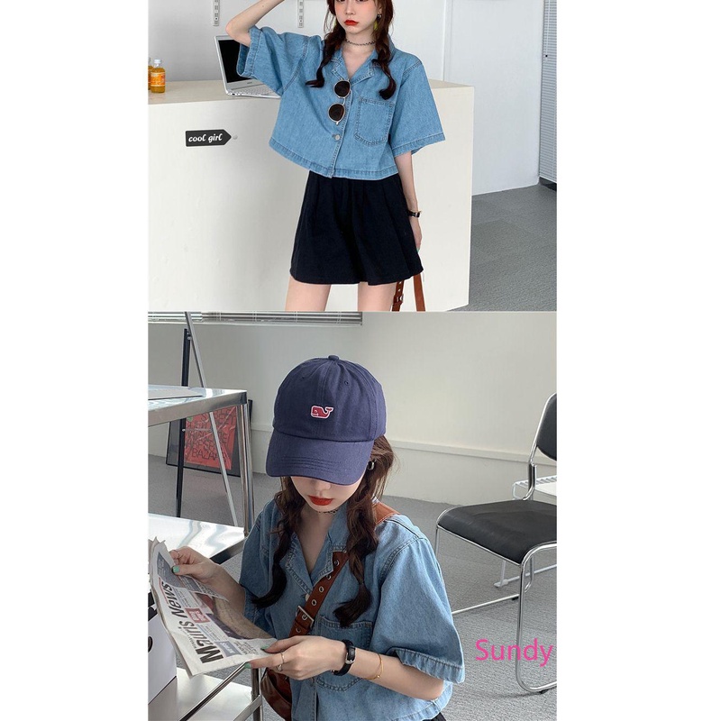 Áo sơ mi jean dáng rộng thời trang Hàn Quốc sành điệu cho phái nữ