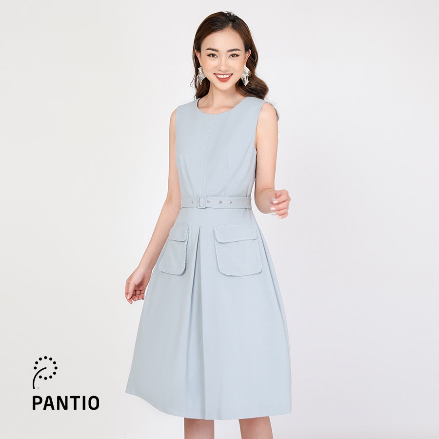 Đầm công sở cổ tròn thiết kế 2 túi trẻ trung FDC72236 - PANTIO