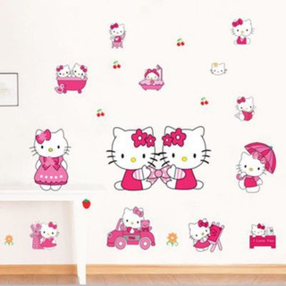 Decal dán tường: Mèo kitty hồng