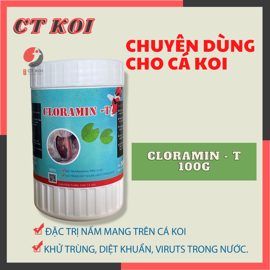 Cloramin T - Ngăn ngừa Nâm Mang Trên Cá Koi, Diệt Khuẩn Hiệu Quả - 100g [CÓ MUỖNG ĐO LƯỜNG]