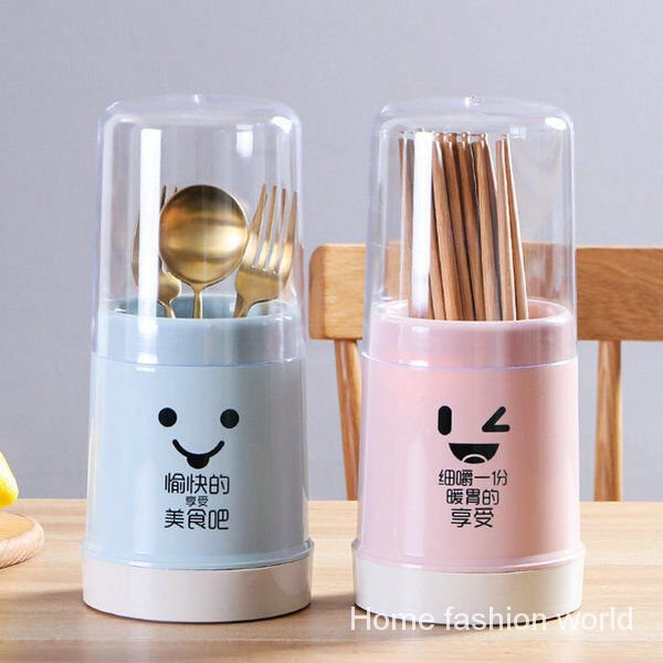 Ống đựng muỗng đũa nĩa có nắp đậy và lỗ thoát nước chống bụi bẩn dành cho bàn ăn