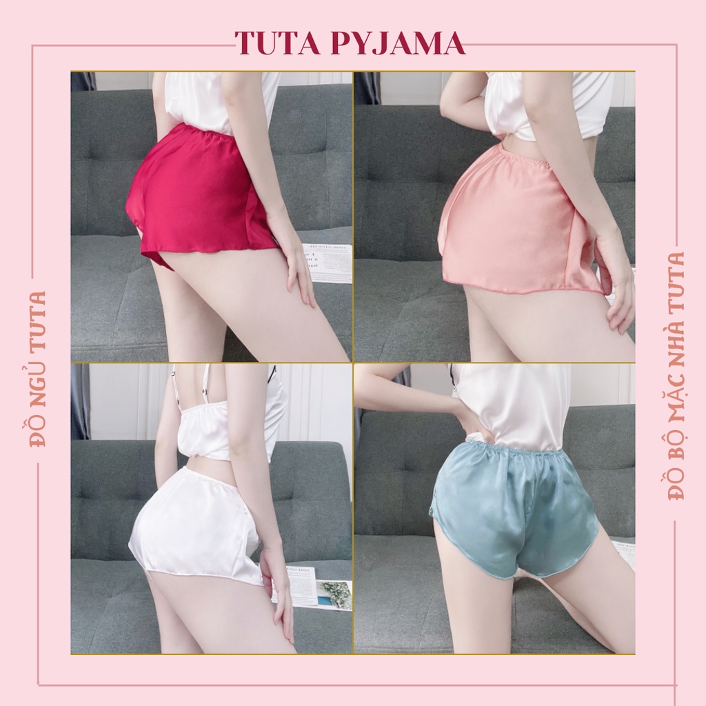 Quần đùi ngủ nữ mặc nhà sexy TUTA chất lụa satin cao cấp mềm mượt thoáng mát - QN01