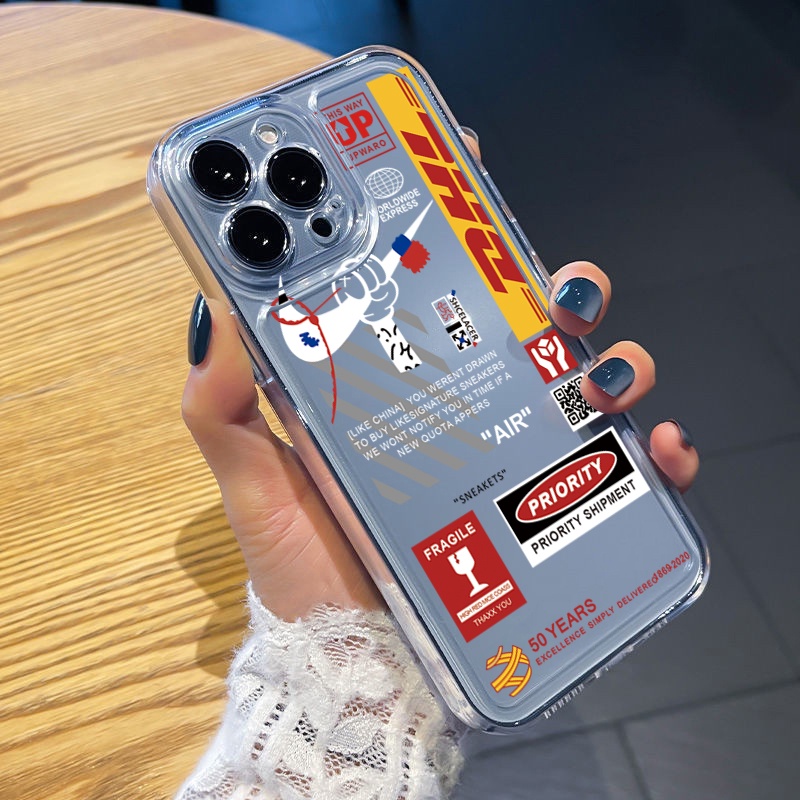Ốp Điện Thoại TPU Gel Đệm Khí Chống Rơi Hình Mã Vạch Dhl Cho iPhone 13 Pro Max 14 12 iPhone 11 XR 8 7 SE 2022