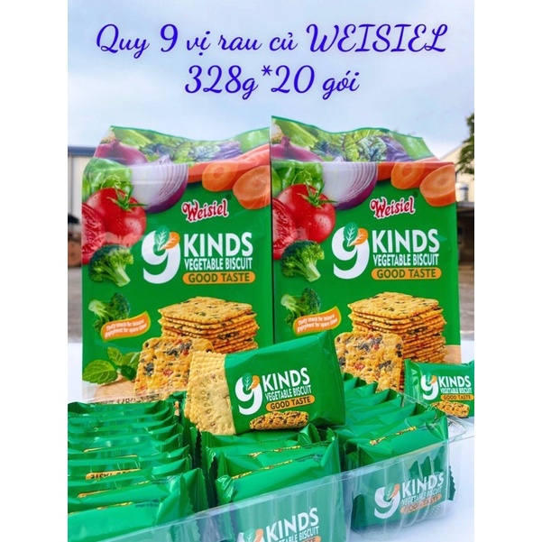 Bánh ăn kiêng quy giòn rau củ 9 vị gói 328g Weisiel