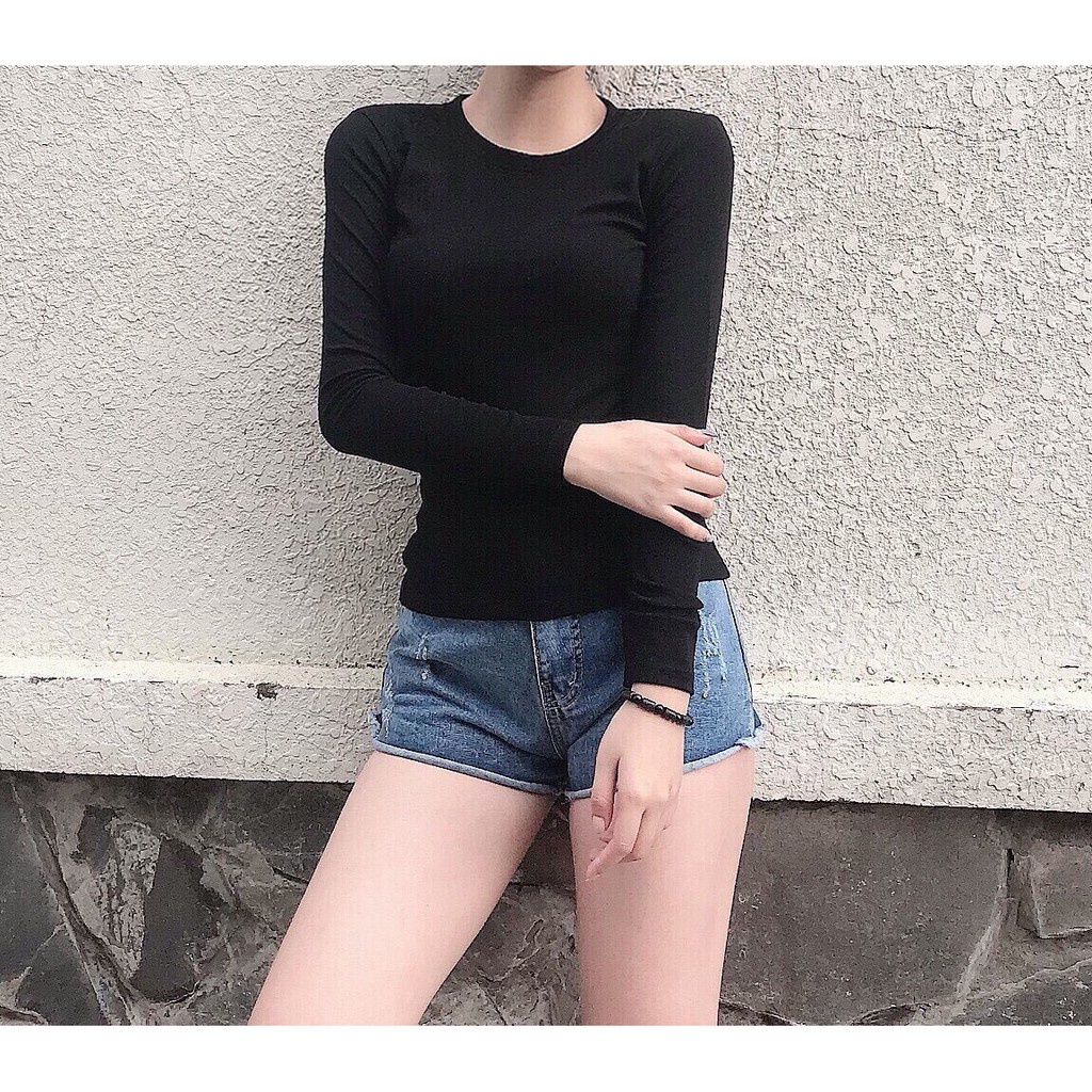 Áo thun nữ dài tay ⚡ BÁN CHẠY 2021⚡️ áo thu đông cổ tròn ôm body xinh xắn đẹp nhất năm nay | BigBuy360 - bigbuy360.vn