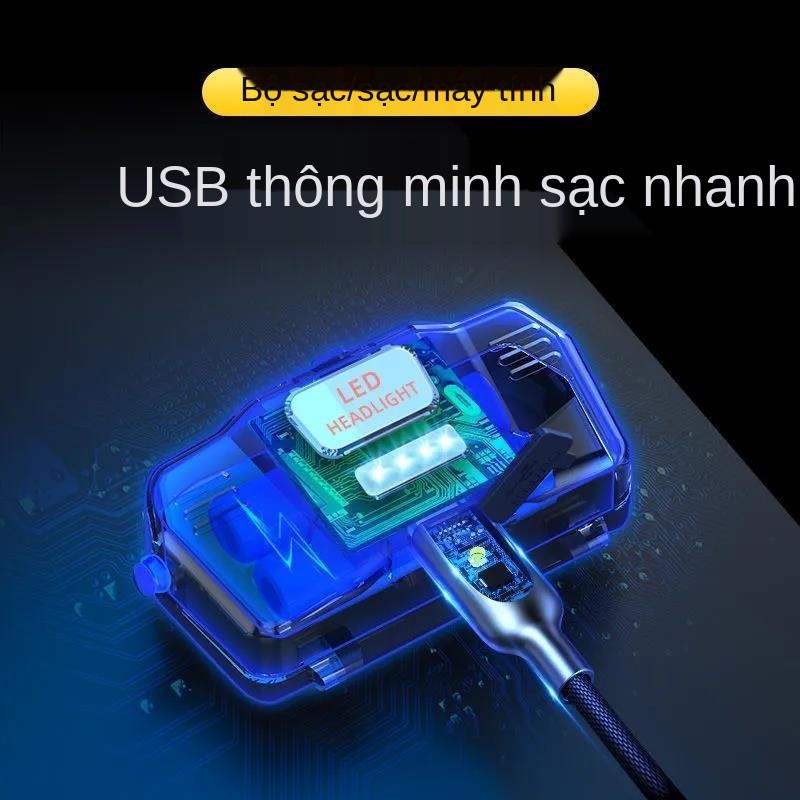 Đèn pha chiếu sáng mạnh Có thể sạc lại LED xa siêu Chống thấm nước Câu cá ban đêm Khai thác mỏ Săn bắn Pin Lithi