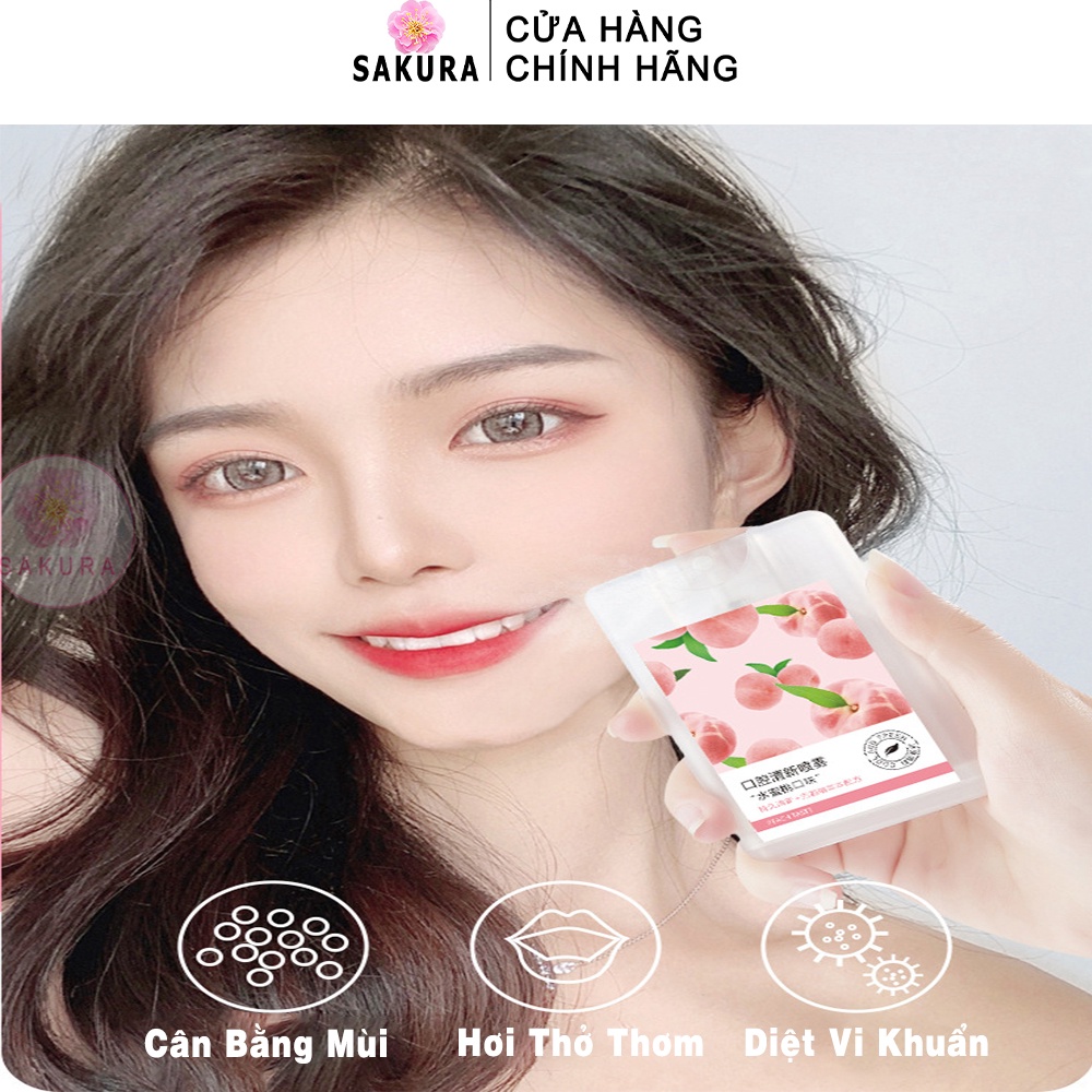 Xịt thơm miệng Heyxi Bac Hà Xịt thơm miệng sát khuẩn giữ lâu mùi thơm Sakura H2