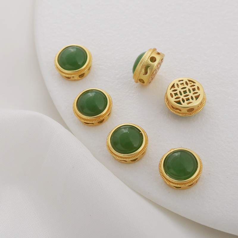 Chuỗi Hạt Ngọc Bích Màu Vàng 18k Dùng Làm Trang Sức Thủ Công diy