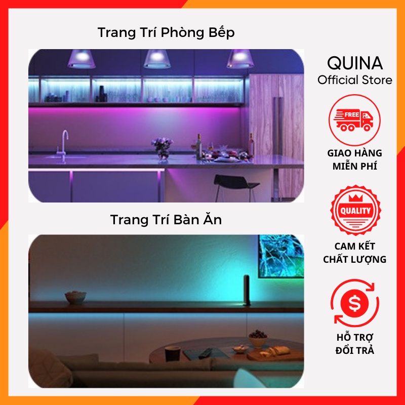Đèn Led RGB Trang Trí Phòng Ngủ Ô tô Tiktok Trang Trí Chuyển Động Theo Nhạc Có App Và Remote Quina QN015