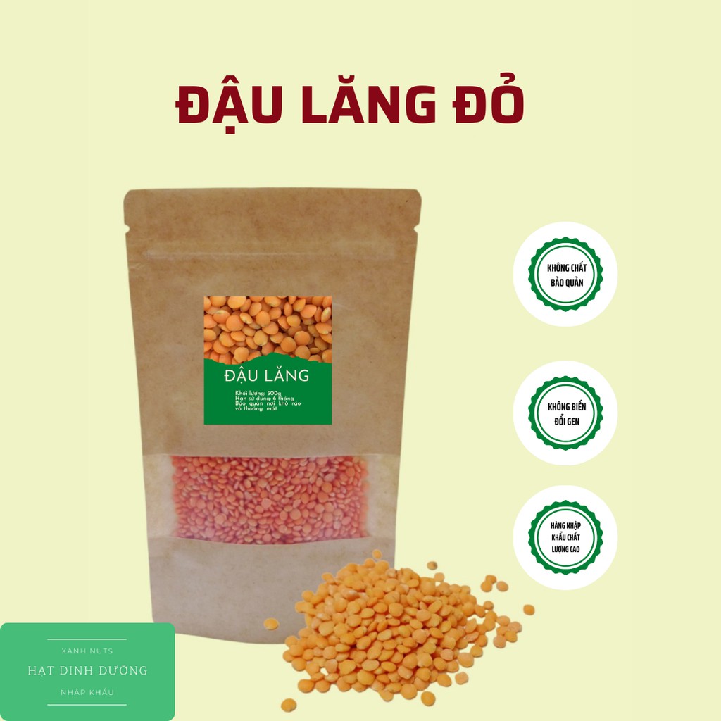 500G ĐẬU LĂNG ĐỎ ĐÃ TÁCH VỎ (nhập khẩu Argentina)