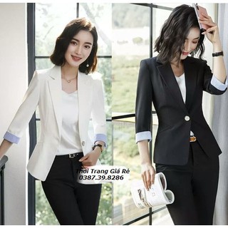 Áo khoác vest phối sọc sang chảnh
