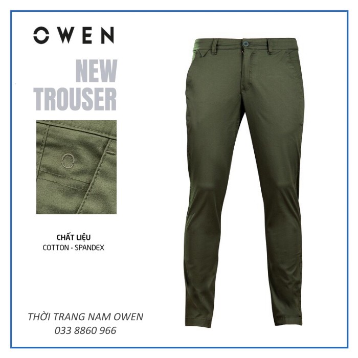 [SIZE 34] OWEN - Quần kaki Owen màu xanh rêu chất co dãn - Quần kaki nam 18271