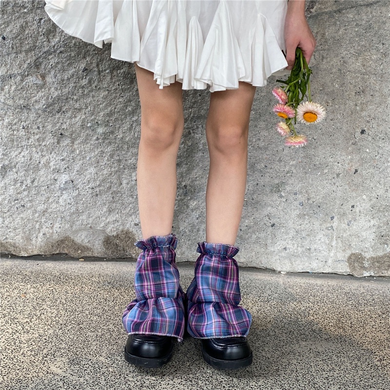 Xiangbao Vớ Ống Loe Xiang Họa Tiết Kẻ Sọc Phong Cách Punk Gothic Harajuku Cổ Điển Giữ Ấm Chân Dáng Rộng Cho Nữ