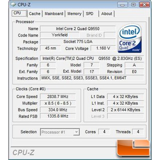 CPU intel Q9550(Quadcore)