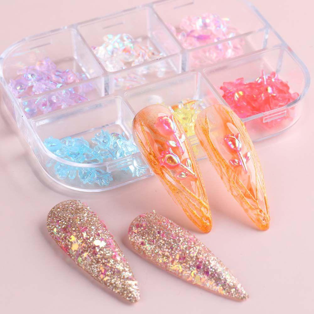 Phụ Kiện Trang Trí Móng Tay Nghệ Thuật Hình Hoa Hồng Bằng Resin Màu Hồng Phong Cách Hàn Quốc