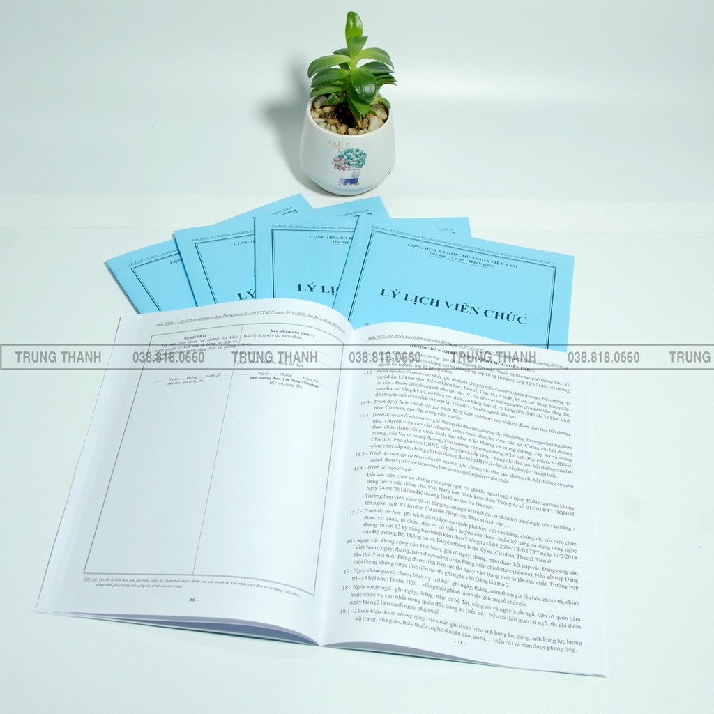 [Combo] 5 quyển Lý Lịch Viên Chức-HS01-VC/BNV (Chuẩn, mới nhất ) theo thông tư số 07/2019/TT-BNV.