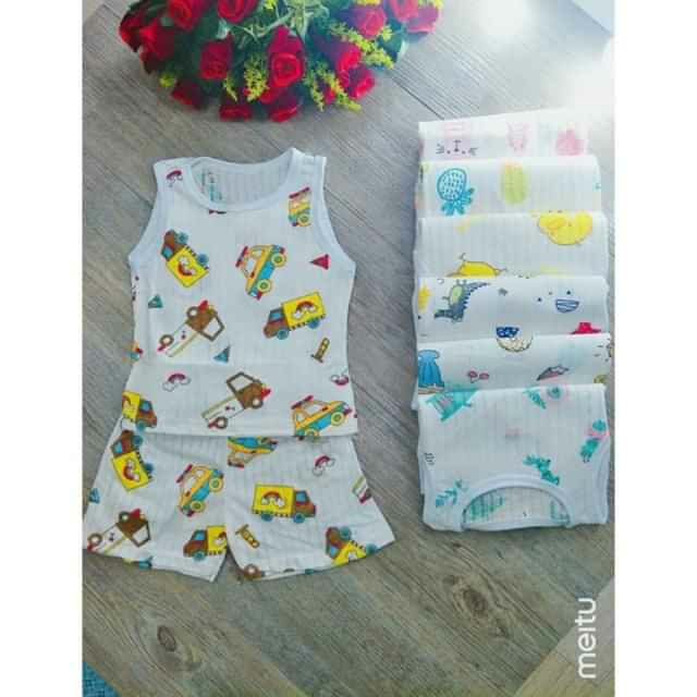 Set 5 bộ ba lỗ cotton cho bé 4-6kg