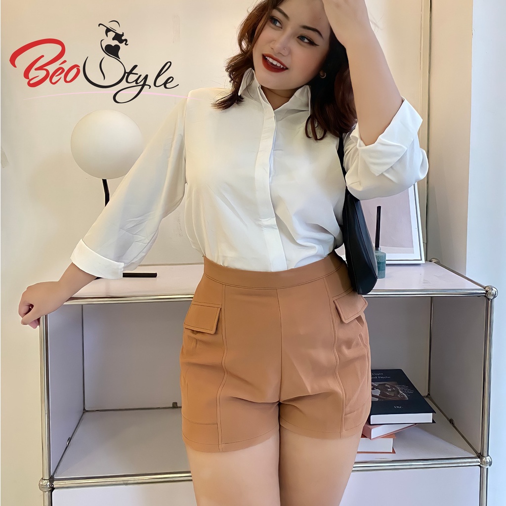 Quần short bigsize nữ QSBS006 - Quần sooc đùi bigsize kiểu cho người béo mập 55-100KG - Đi chơi, đi tiệc, dạo phố