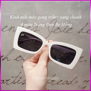 Kính râm sang chảnh gọng trắng mắt vuông chữ nhật KR001 - Kính gọng trắng mắt mèo đi biển du lịch