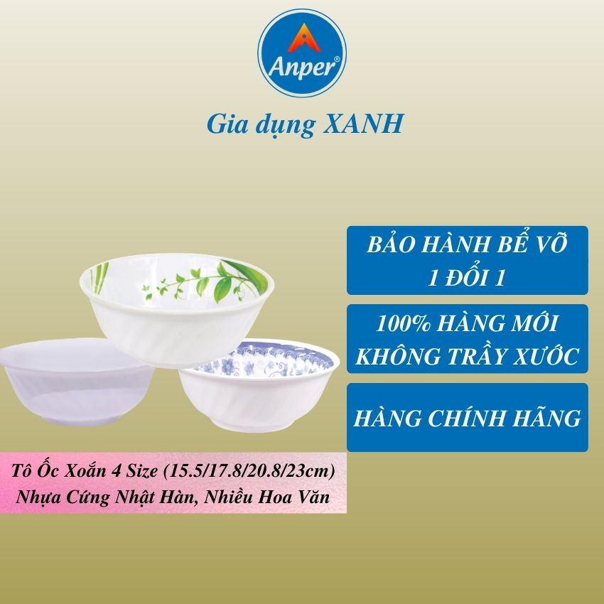 Bát nhựa tô nhựa melamine ANPER dùng ăn cơm gia đình và nhà hàng sang trọng an toàn