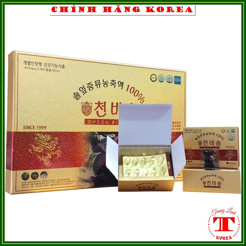 Tinh dầu thông đỏ hàn quốc Cheon Bi Sol nội địa, hộp 180 viên - Tăng đề kháng, giảm mỡ máu, phòng ung thư - tranglinh
