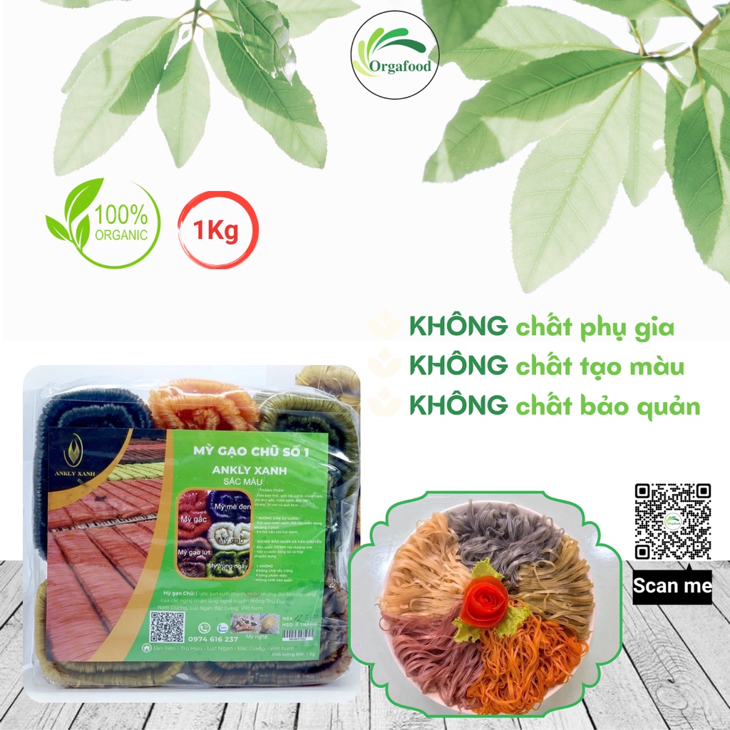 Mì chũ rau củ tự nhiên 1kg Orgafood, đặc sản Bắc Giang, mì ngũ sắc rau củ số 1 Việt Nam, eatclean ăn kiêng giảm cân